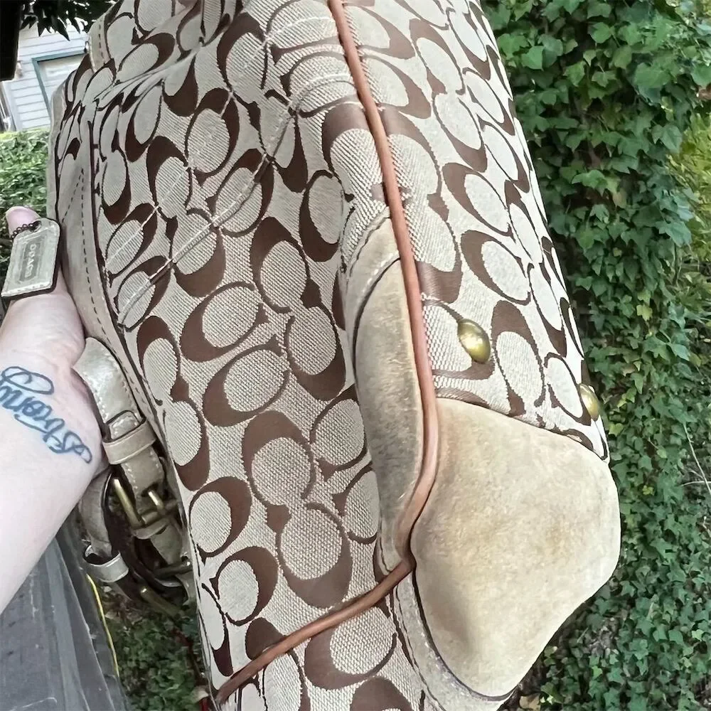 VINTAGE COACH Women's Shoulder Bag Tote 8K49 AUTHENTIC